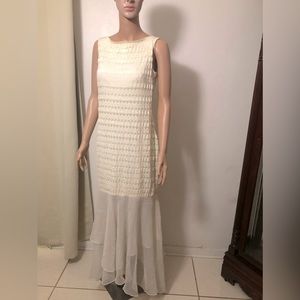 Cream - Vintage Inspire 00s - Mermaid Lace Gown - Wedding Dress w/ Sheer Skirt